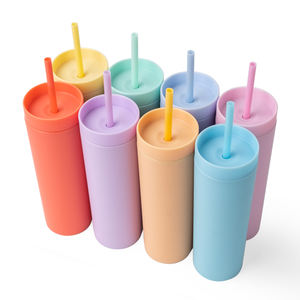 Offre Spéciale – Gobelet Coloré de 16 oz Sans BPA, Double Paroi, Fin et Mat, Vente en Gros avec Couvercle et Paille - Product Image 1