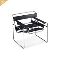 Fauteuil d'appoint moderne et minimaliste, confortable, design Bauhaus classique, fauteuil de salon avec structure en métal