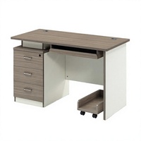 Bureau d'ordinateur moderne avec meuble de rangement mobile, table de bureau en MDF avec plateau pour clavier extractible et support pour unité centrale