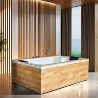 Icegalax Baignoire Jakuzzi en acrylique pour 2 personnes Baignoire balnéo d'intérieur avec 2 oreillers et jet d'air