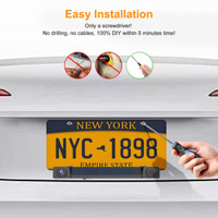 Caméra de plaque d'immatriculation solaire sans fil pour voiture USA avec WIFI, Carplay, Android Auto, moniteur et caméra de recul avec surveillance des angles morts