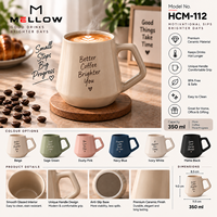 Mug à café en céramique sans BPA, 350 ml, 6 couleurs, beige, avec poignée angulaire et impression d'affirmation, pour OEM, idéal pour le Secret Santa