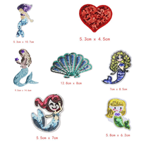 Patchs thermocollants en sequins brodés, motifs dessin animé, coquillages et sirènes, de différentes tailles, pour décoration DIY