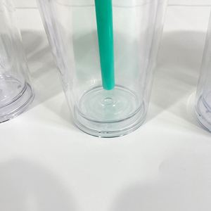 24Oz Glitter Flow Floating Double Walled Snow Globe Pre-Drilled <b>Reusable</b> Tumbler Smoothie <b>Cup</b> <b>With</b> <b>Lid</b> and Straws - Product Image 4