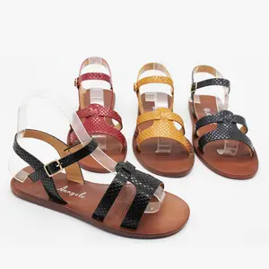 2022 summer New Style Strappy Sandal for Women PU ladies Shoes Flat Heel fashion Comfortable Sandal