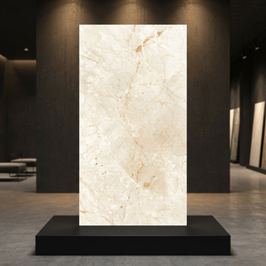 Azulejos de porcelana pulida Lorenz Crema de 800x1600 mm con diseño de mármol crema para proyectos comerciales de alta gama - Product Image 1