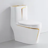 Lüks sıhhi tesisat su dolabı seramik banyo porselen altın Wc tek parça tuvalet