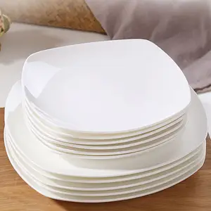 Pratos de cerâmica brancos quadrados impressos personalizados, pratos de porcelana nórdica moderna, bife, restaurante, serviço doméstico, prato de jantar