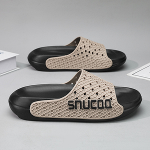 SNUCOO Black EVA Slides Open Toe Breathable Mesh Summer Indoor <b>Slippers</b> - Product Image 3