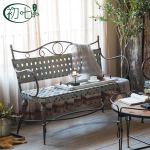 American Retro Double <b>Bench</b> Vintage Distressed Wood Handmade Living Room Lounge Chair Cafe Decor Wedding Prop - Product Image 2