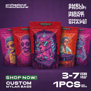 Custom Printed 3.5g 7g 14g 28g 35g 1oz 1lb Ziplock Stand up Pouch Heat <b>Seal</b> Resealable Mylar <b>Bags</b> - Product Image 3