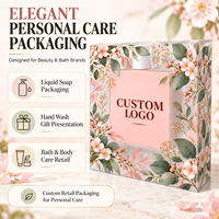 Boîte à savon liquide transparente en PET avec logo imprimé personnalisé, 0,4 mm, emballage de présentation pour la vente au détail, motif floral