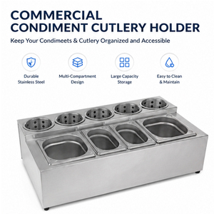 Stainless Steel Condiment Caddy Station GN Food <b>Pan</b> Holder Buffet Server for Commercial Kitchen Catering - Product Image 2