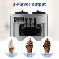 Nouvelle machine à crème glacée molle portable de comptoir, trois saveurs, écran LCD, capacité 25L, avec boîtier en bois, pour yaourt et noix