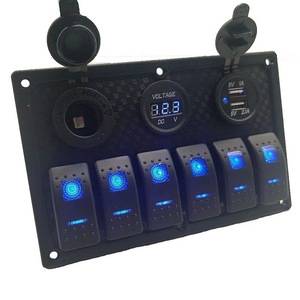 WCH 6+3 Boat <b>Switch</b> Panel With Voltage Meter <b>USB</b> Charger For RV Yacht Control Blue Red Green - Product Image 2