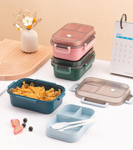 Boîte à lunch scellée à double couche avec compartiments en plastique, personnalisable avec logo, pour étudiants et employés de bureau, compatible micro-ondes, vente en gros - Product Image 5