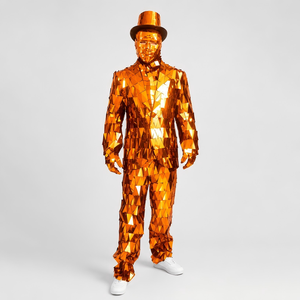Disfraz de <span class=keywords><strong>Robot</strong></span> Espejo Dorado para Adultos, Traje Completo para DJ, Carnaval, Desfile, Evento, Espectáculo, Actuación - Product Image 3