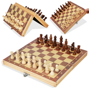 Échiquier pliant classique en bois jouets éducatifs d'intérieur en métal jeu d'échecs jouets vente en gros - Product Image 1