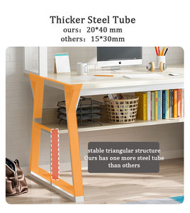 Hiện đại màu trắng đen gỗ Máy tính để bàn Bàn máy tính 2 tầng nhà phòng ngủ nghiên cứu Bàn bán buôn với giá sách - Product Image 4