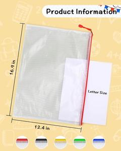 Custom Logo Transparent File Folder for Documents Waterproof Data Storage <b>Plastic</b> Document Organizer <b>Bag</b> <b>Nylon</b> Mesh Zipper Pouch - Product Image 2