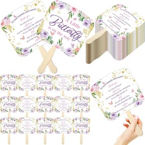 Una piccola farfalla sul tema ventole manico in legno ventaglio A mano A doppia faccia per gli ospiti festa bomboniere forniture Baby Shower bomboniere - Product Image 1
