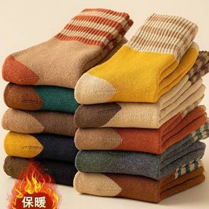 Thermal Women's Mid-Calf <b>Socks</b> Color-Blocked Stripes And Checks Polyester Warm <b>Winter</b> Casual <b>Socks</b> - Product Image 1