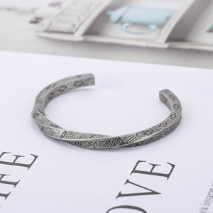yunnique Mbius Punk Twisted Square Titanium Steel Men's <b>Bracelet</b> Antique <b>Viking</b> Style Geometric Design Gift Jewelry - Product Image 3