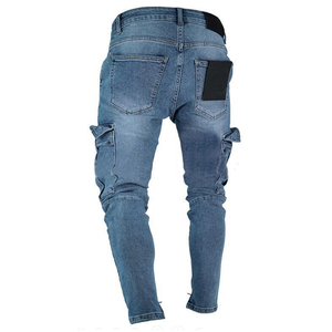 <span class=keywords><strong>Jeans</strong></span> da Uomo all'Ingrosso, Pantaloni in Denim Cargo <span class=keywords><strong>con</strong></span> Grande Tasca Applicata sul Ginocchio - Product Image 3