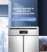Congelador Comercial de Acero Inoxidable de 4 Puertas, Enfriamiento por Aire, Descongelación Automática, Pantalla Digital de Temperatura, para Restaurantes y Servicios de Catering