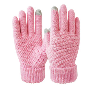 Luvas touch screen para o inverno com fios de lã grossa e acrescentou veludo <span class=keywords><strong>anti</strong></span> derrapante equitação frio resistente tricô luvas quentes - Product Image 5