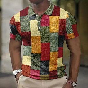 2025 Digitaldruck Herren <span class=keywords><strong>Polo</strong></span> Shirts Elegante Mode Golf <span class=keywords><strong>Shirt</strong></span> für Herren Classic <span class=keywords><strong>Checkered</strong></span> Stripe Kurzarm Übergroßes Tuch - Product Image 2