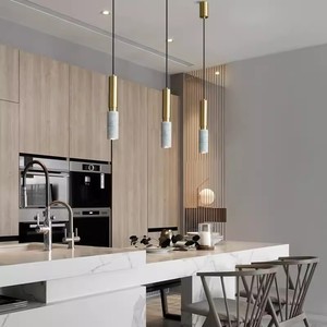 Nordic Cylindrical Pendant <b>Light</b> Marble Brass Home <b>Dining</b> Room Lighting 3-5m Coverage - Product Image 2