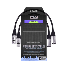 Cable de micrófono balanceado cuádruple de 1,5 pies hecho a medida con cable Canare y enchufes XLR hembra NC3MXX macho y NC3FXX plateado - Product Image 1