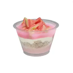 Vente chaude de haute qualité à paroi unique tasse de crème glacée en plastique jetable avec couvercle pour les desserts et les boissons