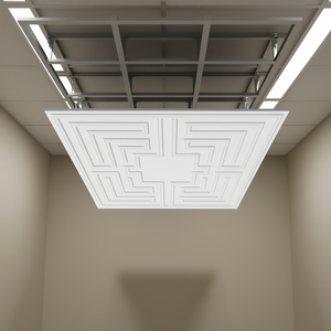 Placas de techo de PVC de 24 x 24 pulgadas, blancas, con patrón Eco, cuadradas, de diseño moderno, impermeables y resistentes al fuego. - Product Image 2