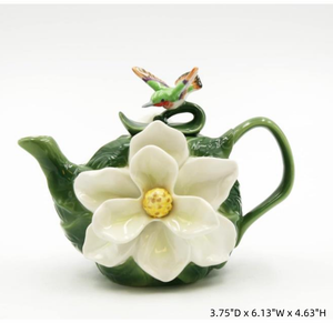 Tetera personalizada de porcelana Magnolia Flower con <span class=keywords><strong>colibrí</strong></span> 4 5/8 "H - Product Image 2