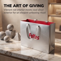 Weiße Karton-Geschenktüte mit Individuell Bedrucktem Logo für Unternehmenswerbung und Supermarkt-Promotion mit Gestanzten Griffen im Offsetdruck