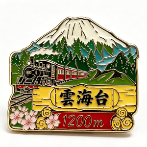 Cloud Sea Terrace 1200m Japanese Train Mount Fuji Souvenir Metal <b>Pin</b> Gold Plated Hard Enamel Irregular Shape - Product Image 1
