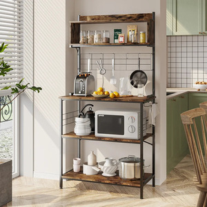 Cross-border American country <b>kitchen</b> bread maker <b>rack</b> with storage shelves, microwave <b>rack</b> with cocktail <b>rack</b> - Product Image 1