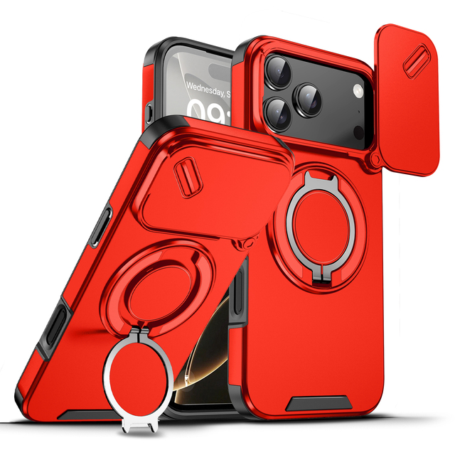 Heavy Duty Armor Magnetic Ring 360-degree Rotating Stand Shockproof TPU+PC Phone Case for iPhone 18 17 Pro Max 16 15 14 13 12