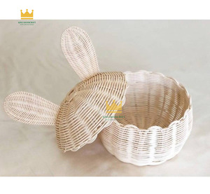 High Quality Cute Rabbit Shape Rattan <b>Storage</b> <b>Basket</b> With Gold Stamp Eco-Friendly <b>Toy</b> Organizer For Children - Product Image 2