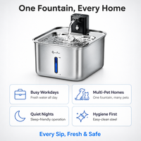 Fontaine à eau pour animaux de compagnie en acier inoxydable, à circulation automatique avec capteur et fenêtre de niveau d'eau, pour chats et chiens, utilisation en intérieur