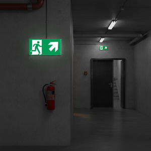 Uscita di emergenza freccia destra segno-200 in PVC luminescente * 400 mm - Product Image 3