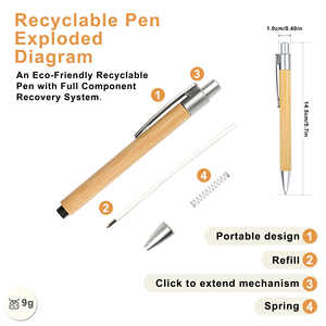 Customizable Eco-Friendly 1.0mm Writing Width Ballpoint <b>Pen</b> Promotional Wood Bamboo Personalized Logo Custom Printing Laser - Product Image 2
