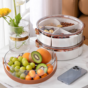Vassoio Creativo e Alla Moda per Soggiorno, Piatto Portatile Trasparente in <span class=keywords><strong>Plastica</strong></span> per Frutta, Contenitore in <span class=keywords><strong>Plastica</strong></span> con Coperchio - Product Image 1