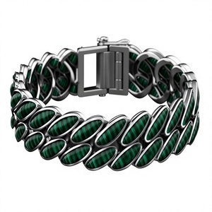 Orelia Iuxe <b>Silver</b> Enamel Cuban Link Hiphop <b>Bracelet</b> Multicolor Oval Moissanite Inlay Chain <b>Bangle</b> for Party Gift - Product Image 5