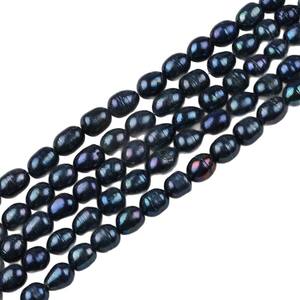 Perlas de Agua Dulce Naturales Hechas a Mano de Zhuji, 8-9 mm, Forma de Arroz Negro, Orificio Recto, Coloridas, para Manualidades, Perlas Sueltas - Product Image 5