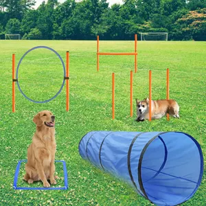 Custom Hot-selling Dog Agility Training Equipment Tunnel Poles Hurdles Exercise Pet Obstacle Course Agility Pet Training Set