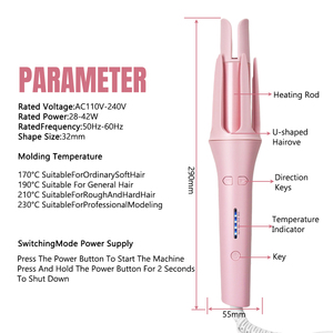 Fer à boucler électrique automatique professionnel en céramique PTC LED avec 4 réglages de température, chauffe rapide, styler pour cheveux - Product Image 5