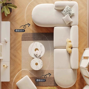 Imperial Concubine's Position L-Shaped Right Angle Corner <strong>Sofa</strong> <strong>Cream</strong> Style for Living Room Beauty Salon Homestay Hotel Lobby - Product Image 5
